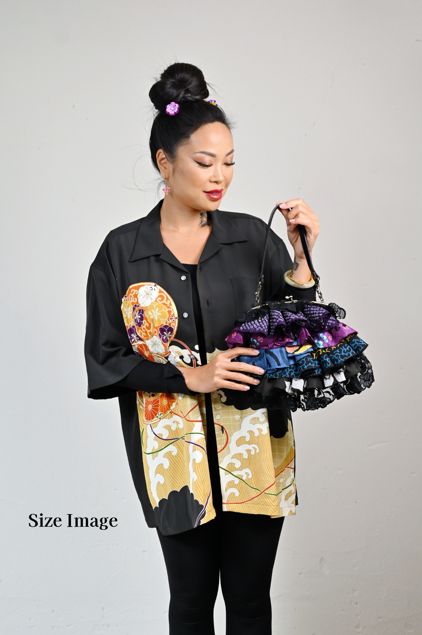 【Gogatsudo】3WAY-Handbag/purple,antique meisen,frills,Clutch,Pouch,Japanese bag,Shoulder bag,Japanese Gifts
