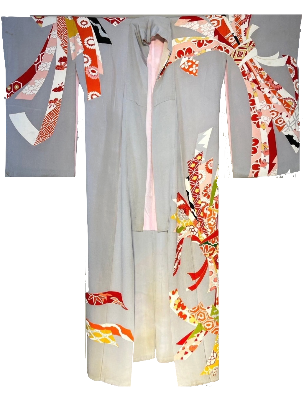 Vintage furisode -Gray & Ribbon-250111FS-002