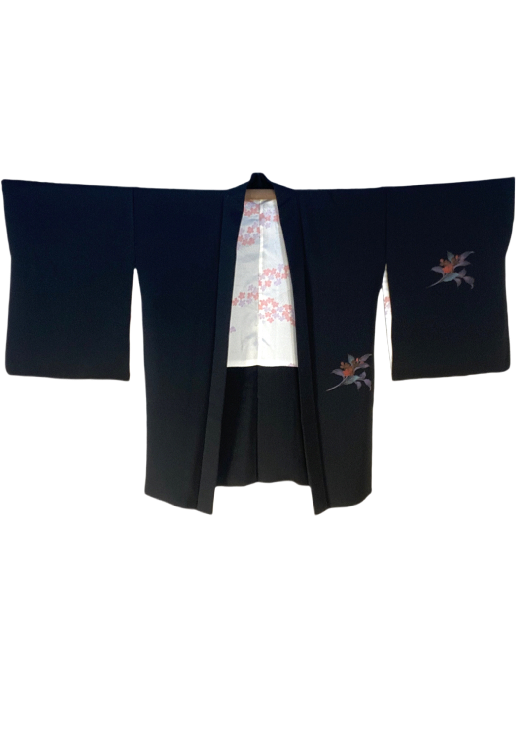 Vintage Black Haori -Unique ground pattern Ombre Oriental Flower-241220BK-002